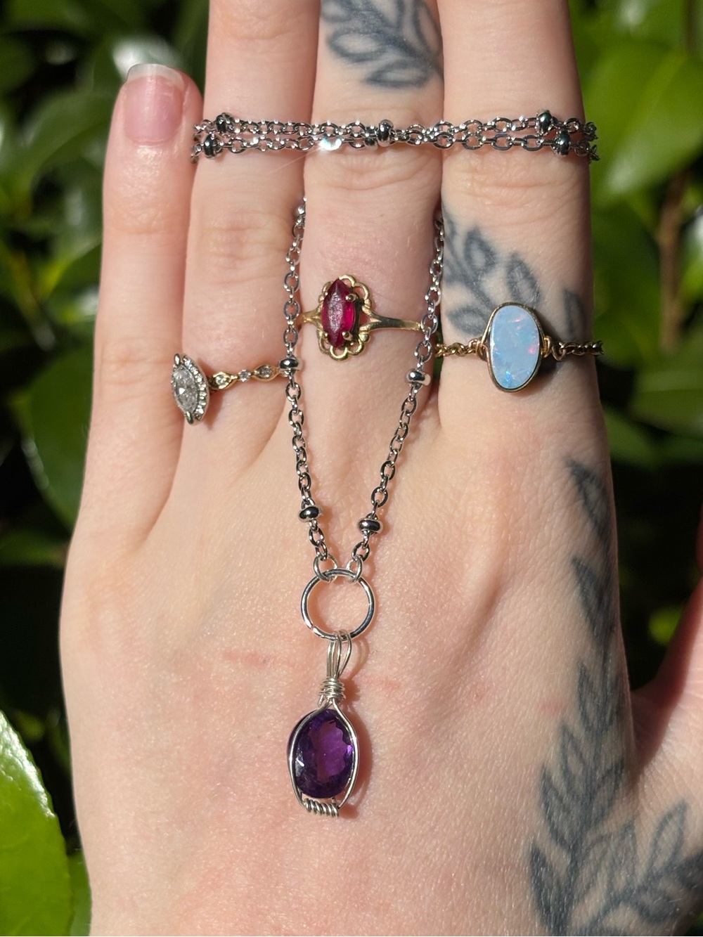 Amethyst charm necklace